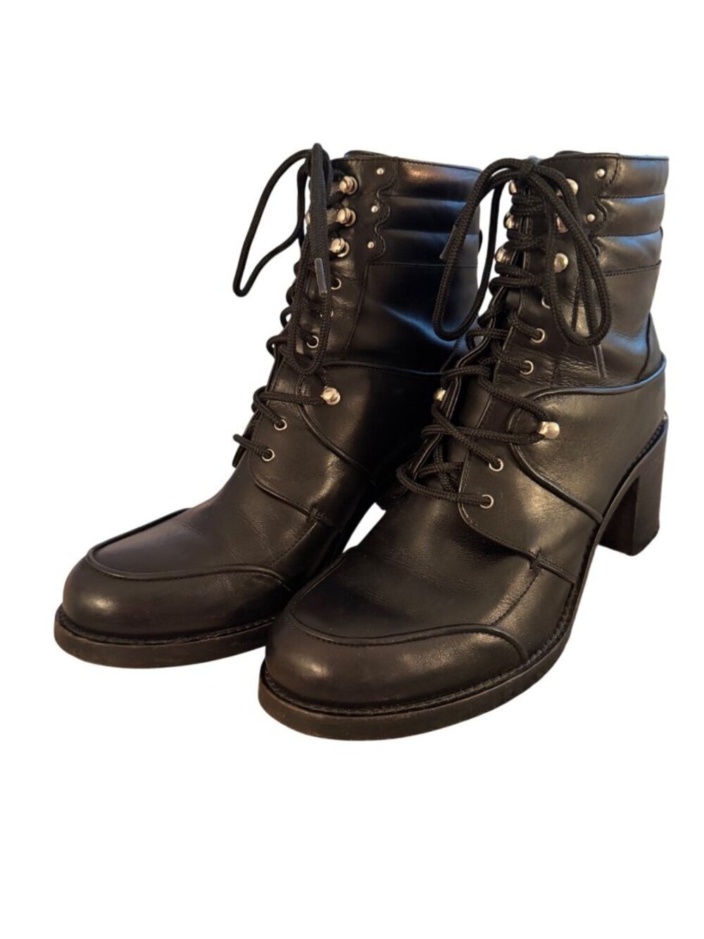 Tabitha Simmons Leo Womens Lace Up Moto Ankle Boots Size 8.5 Black Leather Italy